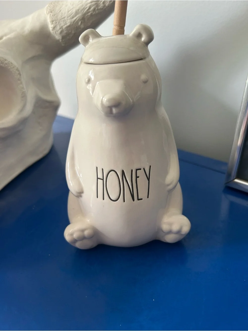 Rae Dunn Bear Honey Jar with Wooden Dipper